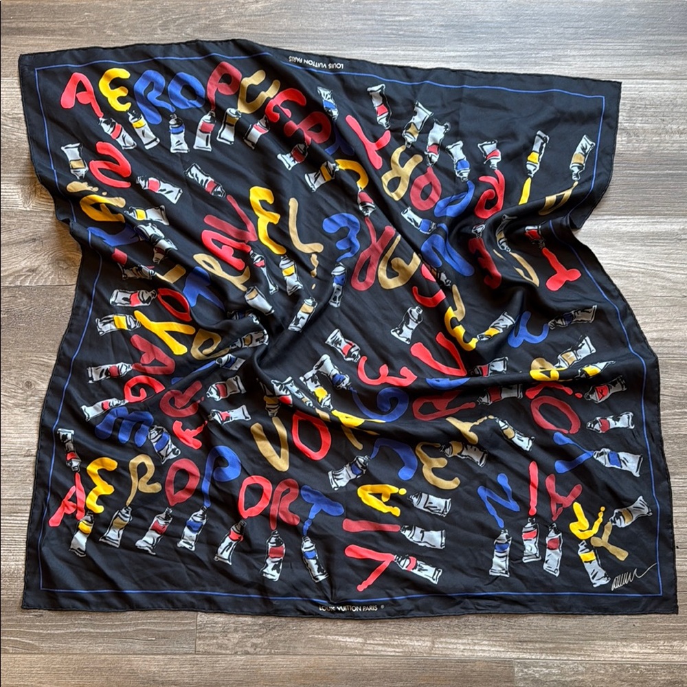 Colorful Letter Print Scarf Louis Vuitton